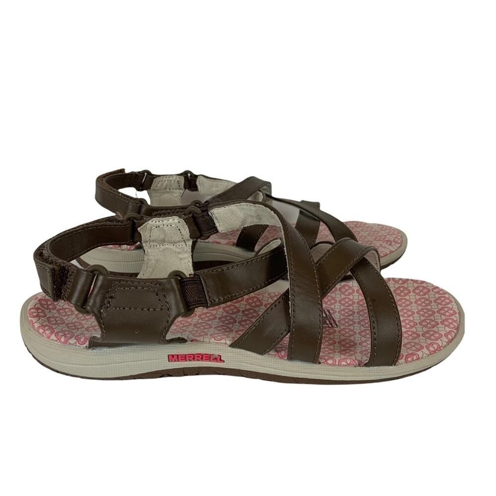 Merrell Dark Earth Performance Sandals Brown Pink Kid's Size Youth 4